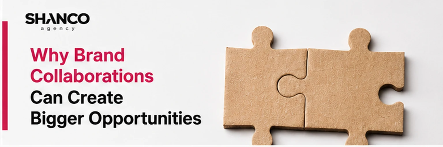 Two connected puzzle pieces representing brand collaborations that create bigger commercial opportunities